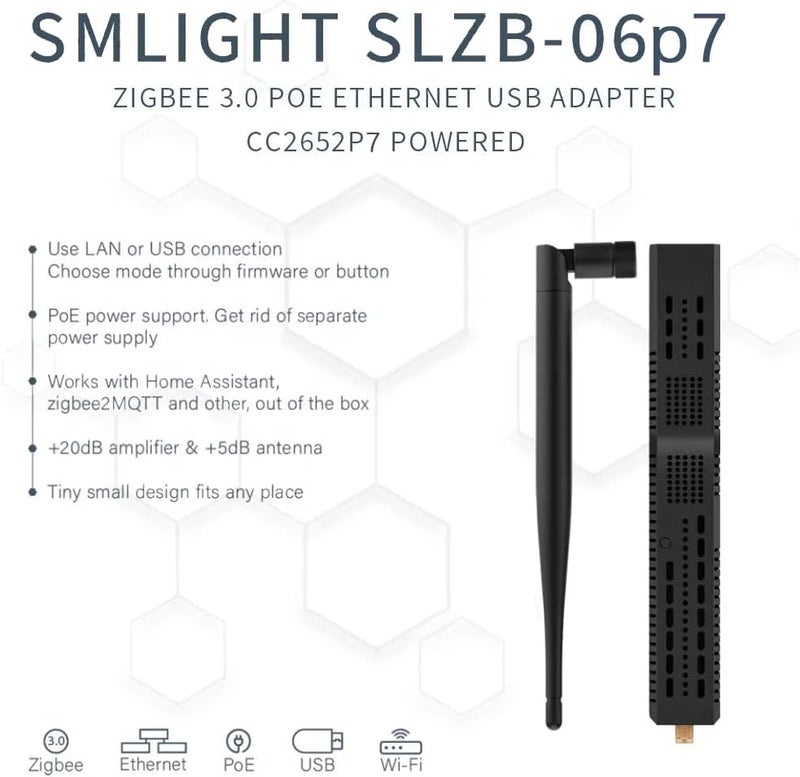 LOAMLIN SMLIGHT SLZB-06p7 – A Zigbee 3.0 to Ethernet, USB, and WiFi Adapter with PoE Support, Works with Zigbee2MQTT, Home Assistant, ZHA - Image 2